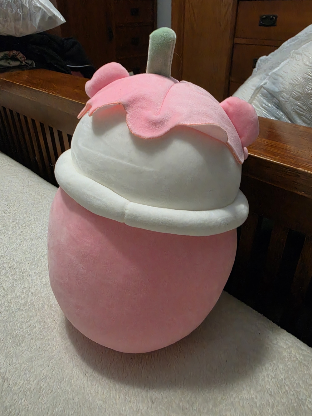 Kawaii Strawberry Bubble Tea Bear Plush Stuffed Animal - Picture 3 of 5